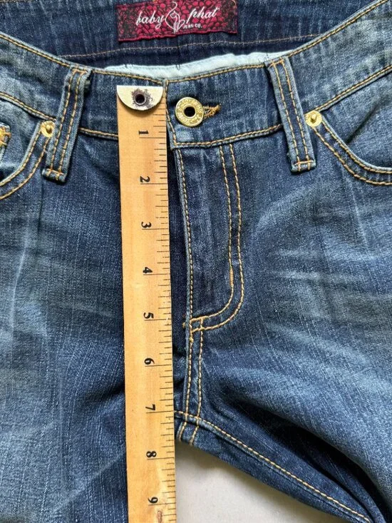 Baby Phat Y2K Jeans Size 1 Dark Wash Low Rise Cat Logo NWT - Picture 12 of 16